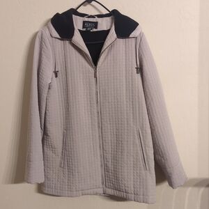 Vintage Aeros Quilted Full Zip Hooded Jacket Sz M Tan